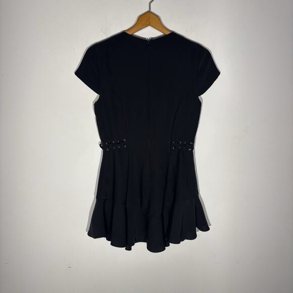 Amanda Uprichard McKenna Women’s Black Ruffle Hem Mini Dress Size Small - Picture 5 of 7